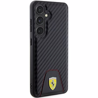 Ferrari Carbon Stitched Bottom viedtālruņa apvalks Samsung Galaxy S24 - melns