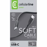 Cellularline Soft kabelis - USB-C to USB-C kabelis 1.2 m (melns)