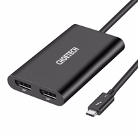 Choetech spraudņa adapteris USB Type C Thunderbolt 3 (40Gbps) - 2x DisplayPort 4K 60Hz melns (HUB-D03)