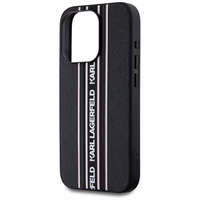 Karl Lagerfeld Saffiano Athleisure Stripes Cord viedtālruņa apvalks iPhone 15 Pro Max - rozā