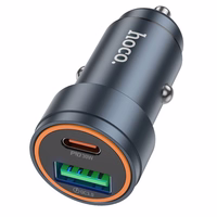 Automobiļa lādētājs Hoco USB A + USB C PD QC3.0 3A 30W Z57A metāla pelēks