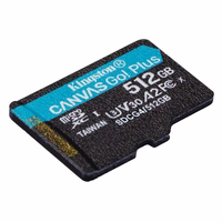 Kingston Atmiņas karte 512GB microSDXC Canvas Go Plus Gen4 200MB/s A2 U3 V30 + adapteris