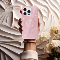 Magnētiskais Īpaši Plāns Spīdīgs viedtālruņa apvalks Iphone 13 Pro Max gaiši rozā