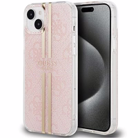 Guess IML 4G Gold Stripe viedtālruņa apvalks iPhone 15 Plus / 14 Plus - rozā