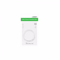 USB kabelis Ugreen US155 MFi USB to Lightning 2.4A 2.0m balts