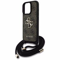 Guess 4G Big Logo Cord Stap viedtālruņa apvalks iPhone 16 Pro - brūns