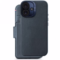 Decoded ādas noņemamais maciņa vāciņš ar MagSafe un maku iPhone 16 – zils