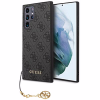 Guess GUHCS23LGF4GGR S23 Ultra S918 pelēks/pelēks cietais apvalks 4G Charms kolekcija