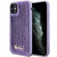 Guess Sequin Script Metal apvalks viedtālrunim iPhone 11 / Xr - violets