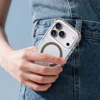 Rock Crystal Clear magnētiskā sērijas viedtālruņa apvalks Iphone 17 Pro Max caurspīdīgs-melns