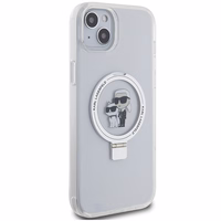 Karl Lagerfeld KLHMP15MHMRSKCH iPhone 15 Plus / 14 Plus 6.7" balts/balts cietais apvalks Gredzena statīvs Karl&Choupette MagSafe