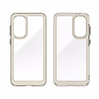 Kosmosa viedtālruņa apvalks Samsung Galaxy A36 ar elastīgu rāmi - daļēji caurspīdīgs, melns