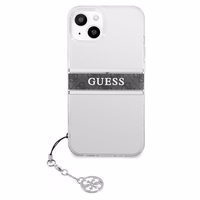 Guess GUHCP13SKB4GGR iPhone 13 mini 5.4" caurspīdīgs cietais apvalks 4G Pelēka Siksniņas Šarms