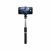 Crong SelfieGo Lite – Compact Bluetooth Selfie Stick Tripod (melns)