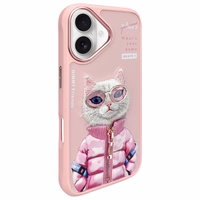 Nimmy Cool&Cute 2.0 Kaķa viedtālruņa apvalks iPhone 16 - rozā
