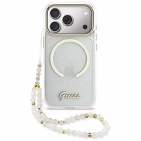 Guess IML Glitters Script Siksniņa MagSafe Maciņš for iPhone 17 Pro - Clear