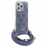 Guess Crossbody Cord 4G Print viedtālruņa apvalks iPhone 16 Pro Max - zils