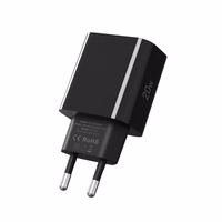 Tech-Protect NC20W USB-C 1 porta PD20W sienas lādētājs – melns