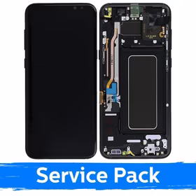 LCD Displejs Saderīgs ar Samsung G955 S8 Plus Ar Frame / Midnight Melns / (Service Pack)