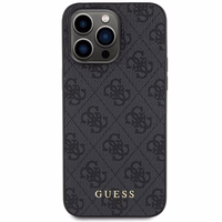 Guess 4G Metal Gold Logo viedtālruņa apvalks iPhone 15 Pro Max - pelēka