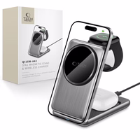 QI15W-A42 3in1 indukcijas lādētājs ar MagSafe Apple ierīcēm - pelēks