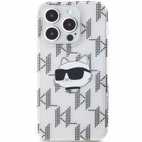 Karl Lagerfeld IML Choupette galvas un monogrammas apvalks iPhone 15 Pro - caurspīdīgs
