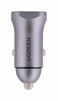 Ugreen USB Type-C / USB 24W Power Delivery Quick Charge car charger, pelēks (30780)