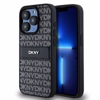DKNY Ādas apvalks ar vienu šuvju un metāla logotipu iPhone 15 Pro Max - melns (m)
