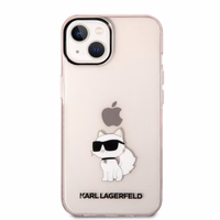 Karl Lagerfeld Ikonik Choupette viedtālruņa apvalks iPhone 14 - rozā