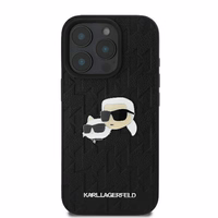 Karl Lagerfeld Monogramma Karl & Choupette Head Pin viedtālruņa apvalks iPhone 16 Pro Max - melns