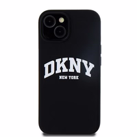 DKNY Liquid Silicone White Printed Logo MagSafe Viedtālruņa apvalks iPhone 14/15/13 - melns (m)