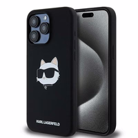 Karl Lagerfeld silikona Choupette Head magnētiskais viedtālruņa apvalks iPhone 15 Pro Max - melns