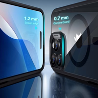 ESR Classic Hybrid Halolock Magnētiskais viedtālruņa apvalks + rūdītais stikls iPhone 16 Pro Max - caurspīdīgs ar melnu rāmi