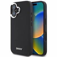 DKNY Vienkāršs sudraba logotips magnētiskais iPhone 16 viedtālruņa apvalks - melns