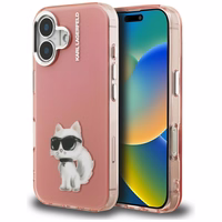 Karl Lagerfeld IML Aquarelle Choupette & Logo iPhone 16 macins - roza