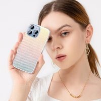 Kingxbar Travel Series grezns elegants viedtālruņa apvalks iPhone 13 Pro zils-oranžs (Mākoņi)