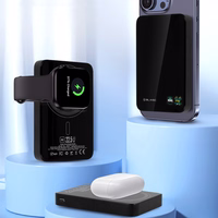 Blavec Portatīvais lādētājs 10000mAh BJ-04 Plāns 13,5mm - Type C - 22,5W magnētiskā Magsafe 3 in 1 (PBBJ04-MC10B) melna stikls