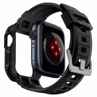 Spigen Rugged Armor Pro viedtālruņa apvalks ar siksniņu Apple Watch 4 / 5 / 6 / 7 / 8 / SE (44/45 mm) - melns