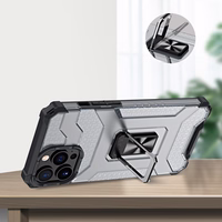 Kristāla gredzena viedtālruņa apvalks ar statīvu izturīgs aizsargvāks iPhone 13 Pro Max melns