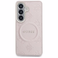 Guess maciņš Saffiano Peony Embossed Ring MagSafe priekš Samsung Galaxy S26 rozā