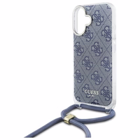 Guess Crossbody Cord 4G Print viedtālruņa apvalks ar siksniņu iPhone 16 - zils
