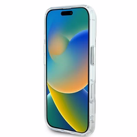 Karl Lagerfeld IML Metal Karl&Choupette Head magnētiskais viedtālruņa apvalks iPhone 16 - balts