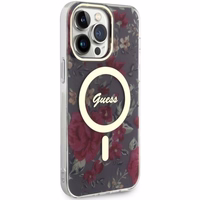 Guess GUHMP14XHCFWSA iPhone 14 Pro Max 6.7" zaļš cietais viedtālruņa apvalks Flower Magnētiskais