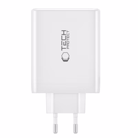 Tech-Protect NC100W-GAN lādētājs GaN 3x USB-C PD 100W / USB-A QC 3.0 - balts