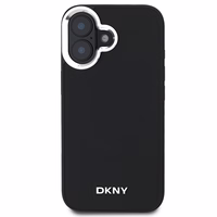 DKNY Vienkāršs sudraba logotips magnētiskais iPhone 16 viedtālruņa apvalks - melns
