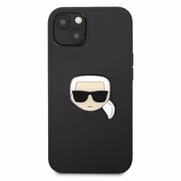 Karl Lagerfeld Ādas Ikonik Karl's Head Metāla apvalks iPhone 13 mini - melns