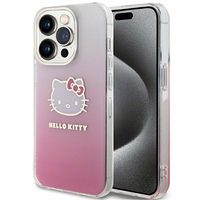 Hello Kitty IML Gradient Electrop Kitty Head viedtālruņa apvalks iPhone 15 Pro - rozā