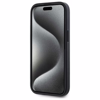 DKNY Grained Metal Logo Magnētiskais iPhone 15 viedtālruņa apvalks - bēšs