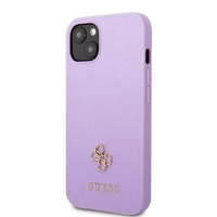 Guess GUHCP13MPS4MU iPhone 13 6.1" violets/violets cietais apvalks Saffiano 4G mazs metāla logotips