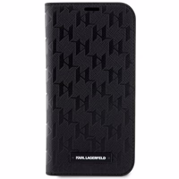 Karl Lagerfeld KLBKP14LSAKLHPK iPhone 14 Pro 6.1" grāmatas tipa apvalks melns Saffiano Monogram